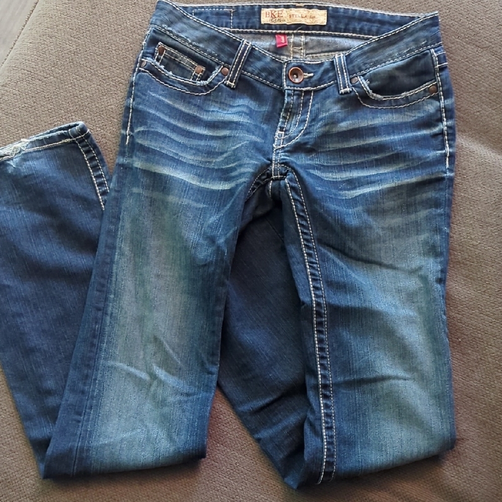 Blue Skinny Jeans with Vintage Fading